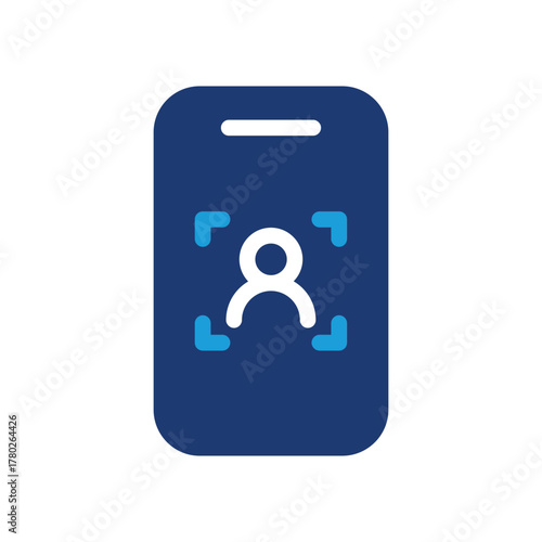 Face identification on mobile phone colored icon vector design good for web or mobile app