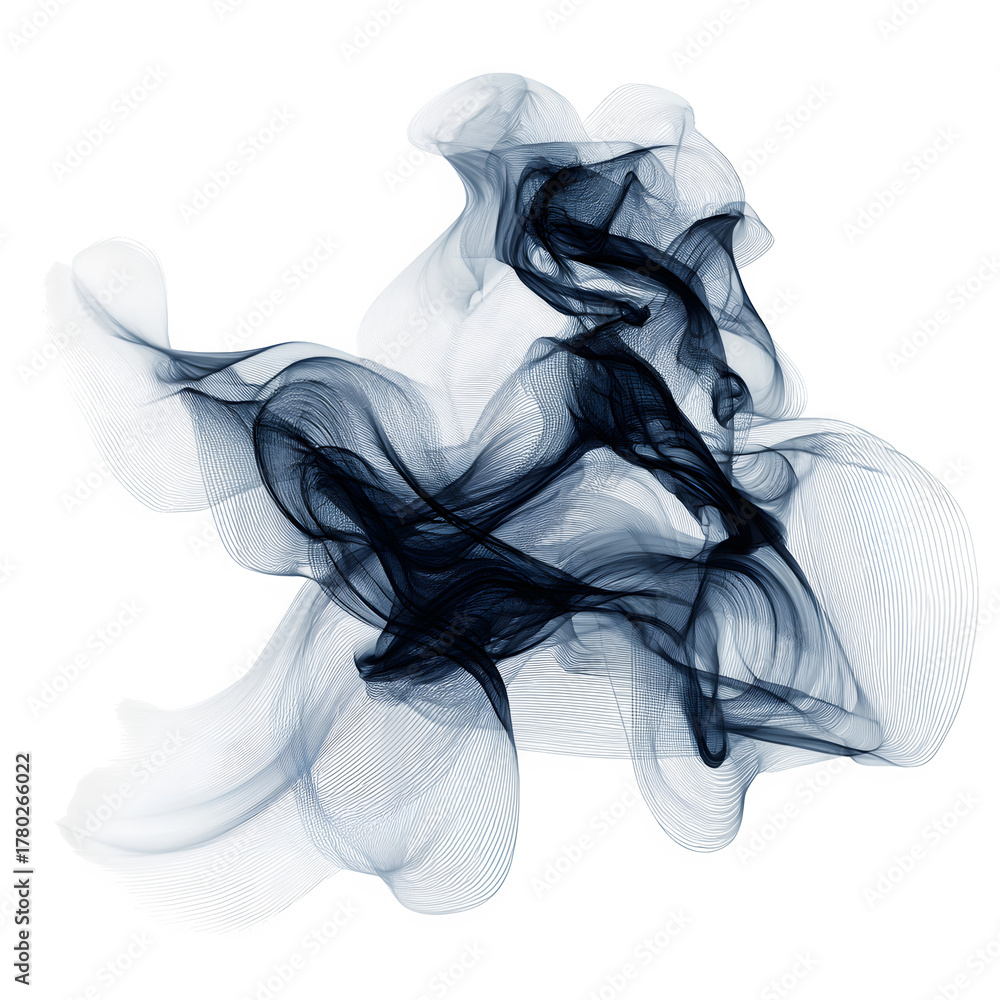 Naklejka premium Vibrant blue and colored smoke swirls in a smooth curve, creating an artistic wave pattern with a light effect for abstract backgrounds