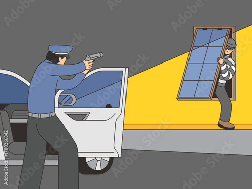 Police Chase Illustration