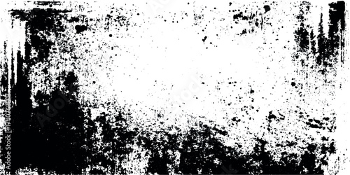 This high resolution abstract texture features dynamic black ink splatters and distressed grunge effects on a clean white background.
