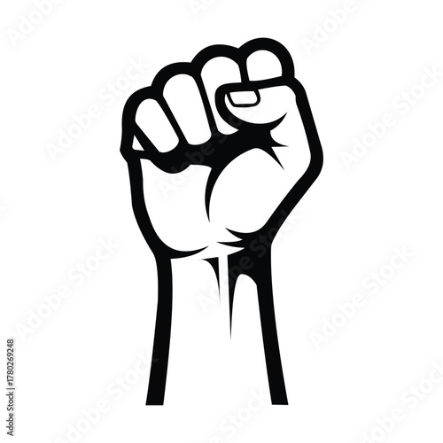 Raised fist symbol of power and protest vector illustration human rights