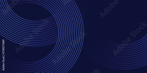 Abstract blue glowing geometric lines on dark blue background. Modern shiny blue circle lines pattern. Futuristic technology concept eps10