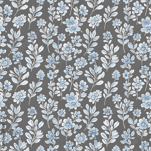 Watercolor floral pattern of hand-painted wildflowers and sprawling leaves tied with a sheer ribbon on a bright white silk background, created for wallpaper and fabric, illuminated with diffused	