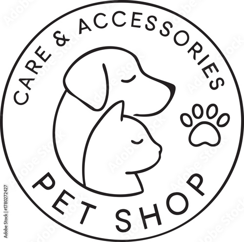 Pet shop logo with dog and cat