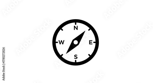 Find your direction with a bold black compass icon, perfect for navigation, travel, and adventure themes