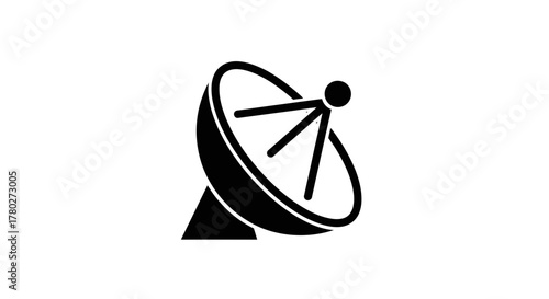 Modern satellite dish icon symbolizing global communication, broadcasting, and advanced network technology for innovative projects.