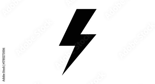 Dynamic black lightning bolt symbol conveying powerful energy and electric force for modern concepts