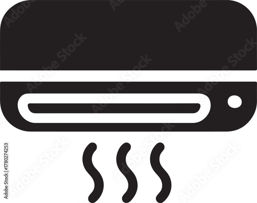   Heater with temperature knob icon representing home warmth, climate control, and appliance design.