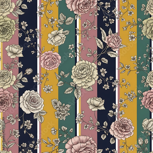 Watercolor floral pattern of hand-painted wildflowers and sprawling leaves tied with a sheer ribbon on a bright white silk background, created for wallpaper and fabric, illuminated with diffused	