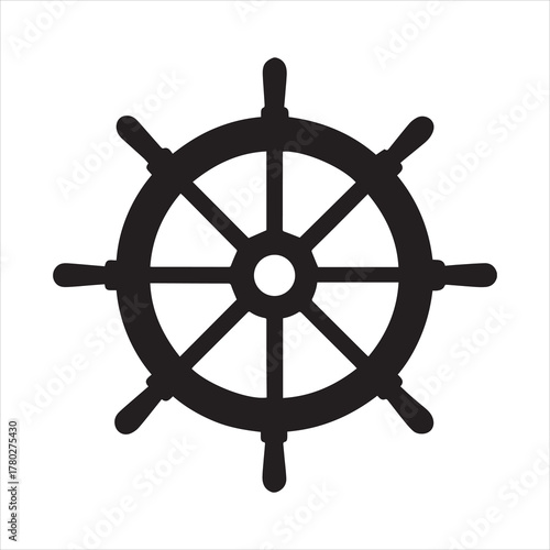 Ship Steering wheel silhouette vector, Steering wheel icon
