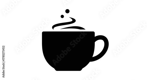 Canvas-taulu Invigorating hot beverage steaming from a classic black mug, perfect for morning energy or cozy moments