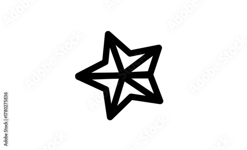 vector ilustration strar decoration for christmas in black line 