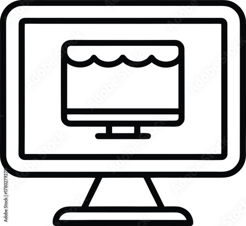 Modern e commerce monitor icon for online business and analytics