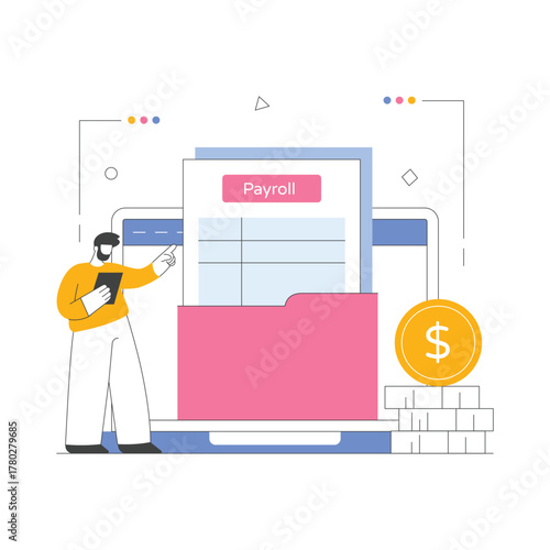 Generating salary and employee payment record digitally Illustration  