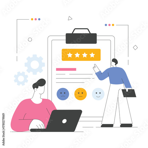 Team members collaborating virtually using digital tools Illustration  