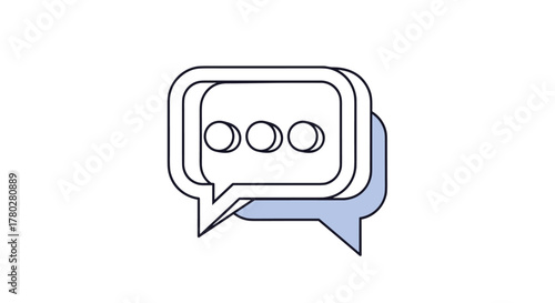 An illustration of layered speech bubbles with ellipsis dots, symbolizing communication, ongoing conversations, or messaging apps.
