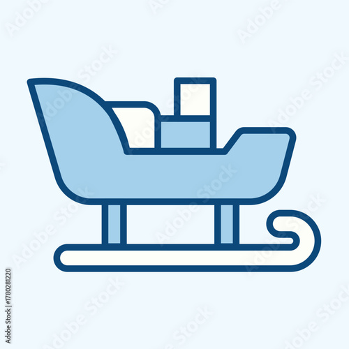 Blue icon of an sleigh