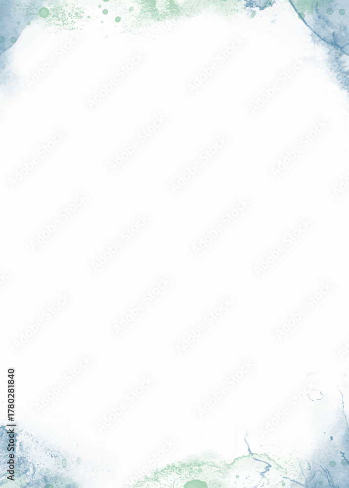 Obraz premium Modern Watercolor Blue and Green Abstract Border: Artistic Background Template for Creative Design