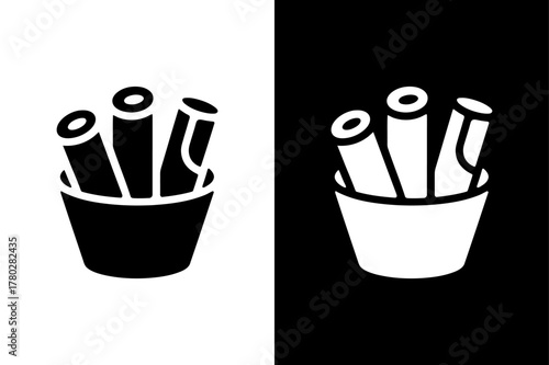 Cinnamon Stick Vector Illustration. Simple Black and White Silhouette Design