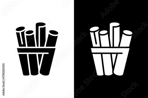 Minimal Cinnamon Sticks Icon. Black Silhouette Vector on White Background
