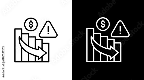 Recession Risk  White Icon Set Design