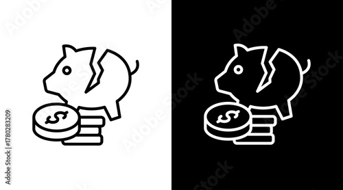 Economic Hardship  White Icon Set Design