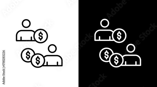 Income Inequality  White Icon Set Design