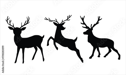 Set of Elegant Deer Silhouettes