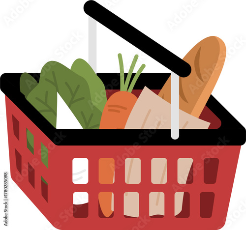 groceries basket full of food