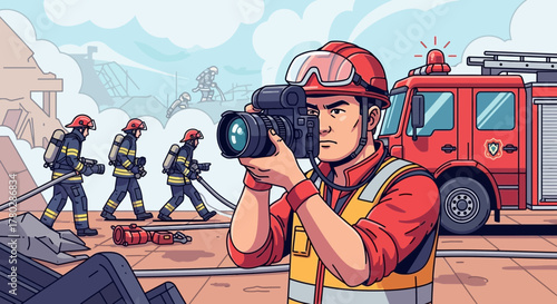 Disaster documentation: photographer captures firefighters in action, aftermath