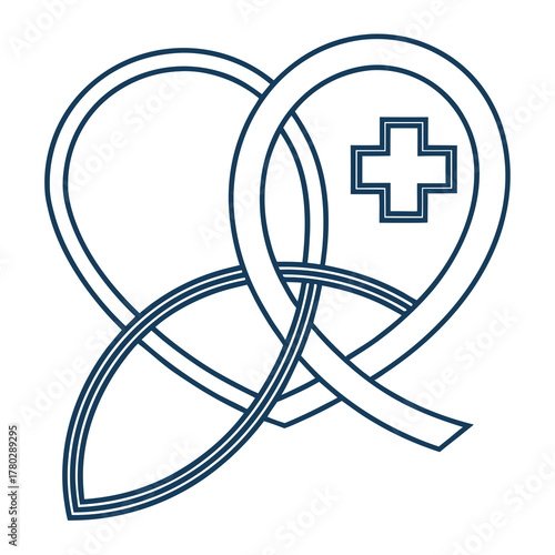 Heart and cross symbol for medical care