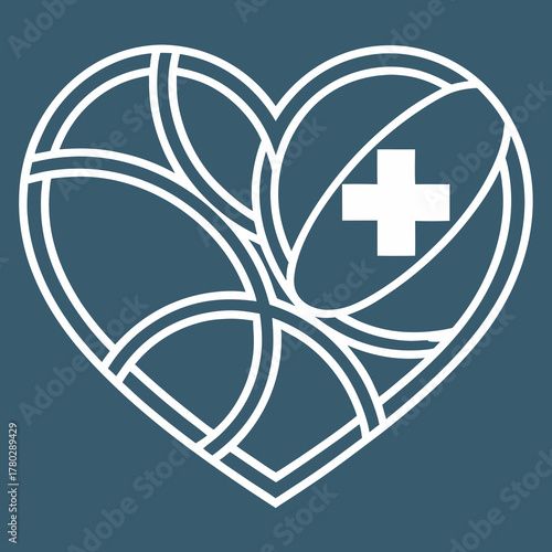 Abstract heart with medical cross logo