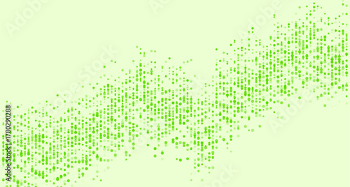 Abstract green dotted financial graph chart sparkling background. Vector minimal tech design