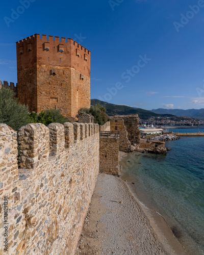 Fototapeta Naklejka Na Ścianę i Meble -  The Alanya Castle view in Turkey
