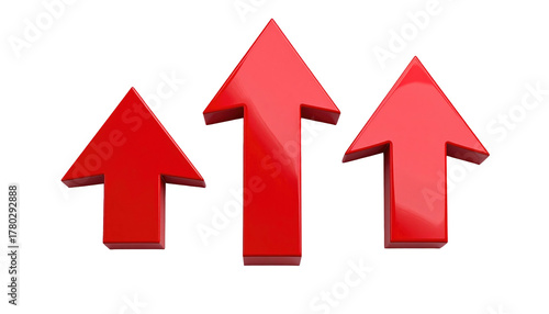 Three bright, shiny red arrows pointing upwards against a black background, symbolizing growth and progress