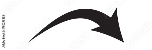 New Vector Illustration Sign nvis - curved arrow right direction vector sign . isolated transparent . black large . big simple icon .