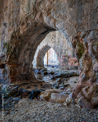 Fototapeta Naklejka Na Ścianę i Meble -  Alanya Castle and Ottoman Shipyard view in Alanya