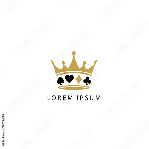 Royal Flush Crown with Card Suits - Casino Logo Design
