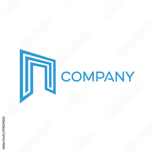 Modern Company Logo Design Blue Geometric Abstract for Business Branding and Identity