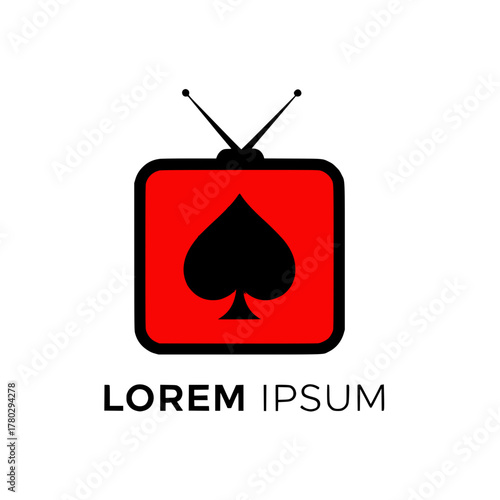 Retro television icon with a spade symbol, a creative logo design for a poker broadcast, online casino, or gambling media company