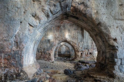 Fototapeta Naklejka Na Ścianę i Meble -  Alanya Castle and Ottoman Shipyard view in Alanya