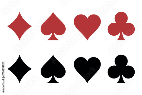 Minimalist vector illustration of  playing card suits hearts clubs spades and diamonds