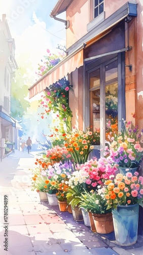 Wallpaper Mural Street Flower Shop Corner with Many Flowers Torontodigital.ca