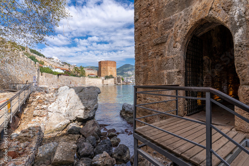 Fototapeta Naklejka Na Ścianę i Meble -  Alanya Castle and Ottoman Shipyard view in Alanya