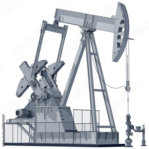 Oil well pump. Oil well extraction unit. Oil production industry.