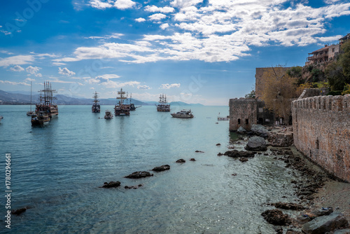 Fototapeta Naklejka Na Ścianę i Meble -  The Alanya Castle view in Turkey