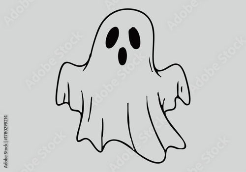A cartoon illustration of a friendly ghost, perfect for Halloween and spooky themes, rendered in a simple, charming style