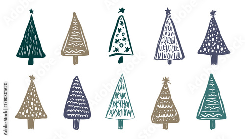 Christmas trees set on white	
