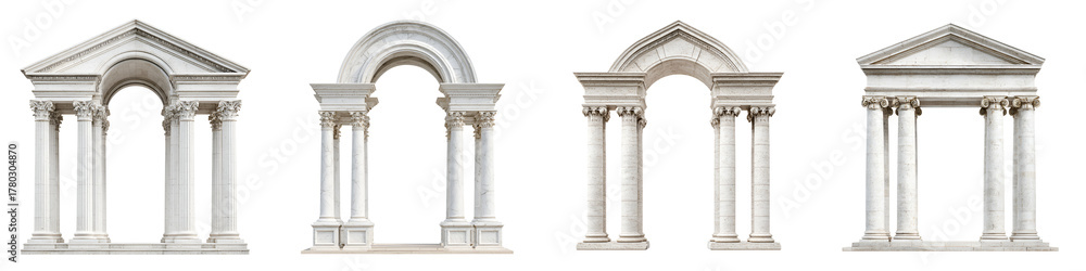 Obraz premium Ancient Architectural Arches: Roman and Greek Style Temple Entrances