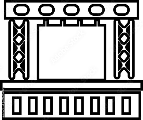 Outdoor Music Festival Stage Icon Concert, Performance, Theater, and Event Platform Symbol Entertainment, Show, and Auditorium Vector in Black Color Line Style